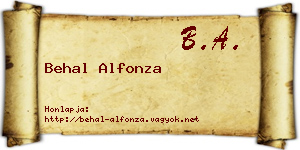 Behal Alfonza névjegykártya